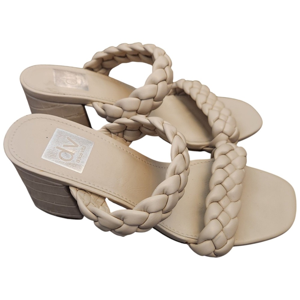 DV Dolce Vita Tessa Beige Braided Block Heel Slide Sandal Croc Womens 7.5